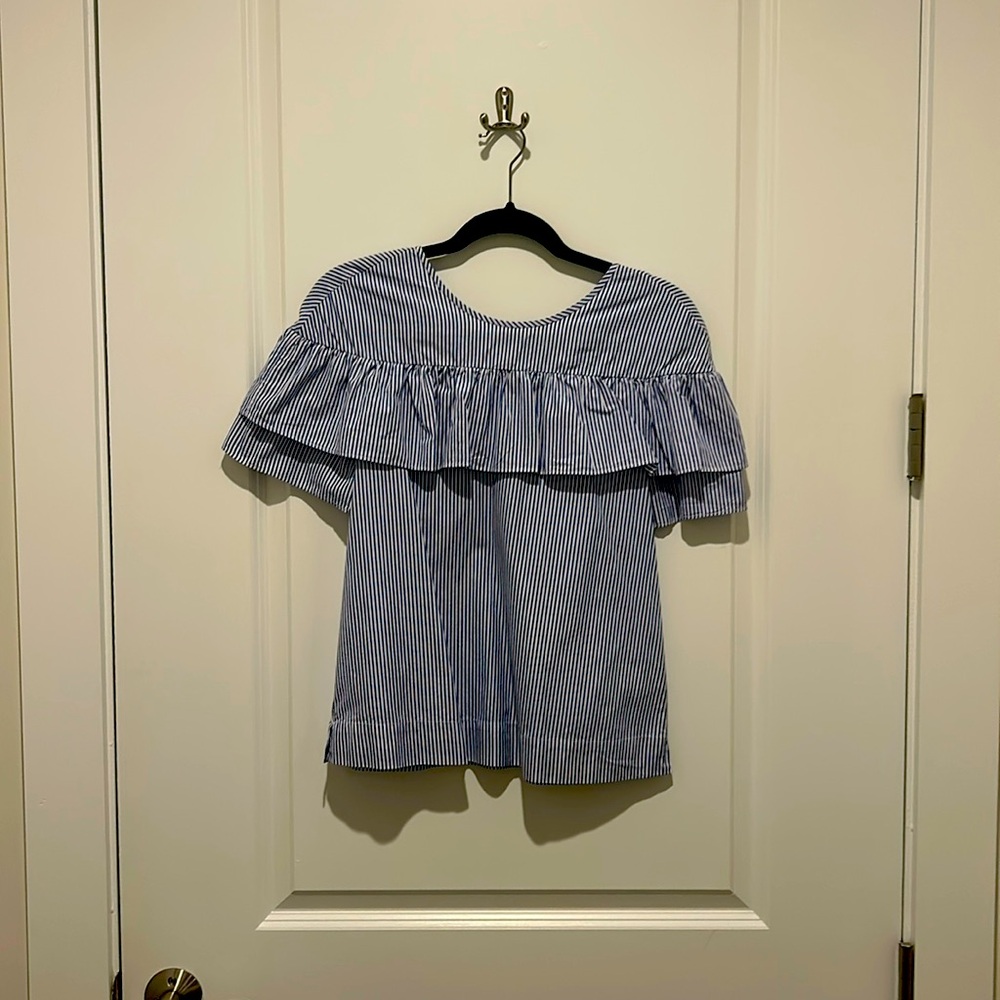 J.crew striped blue short sleeve top - Picture 2 of 6